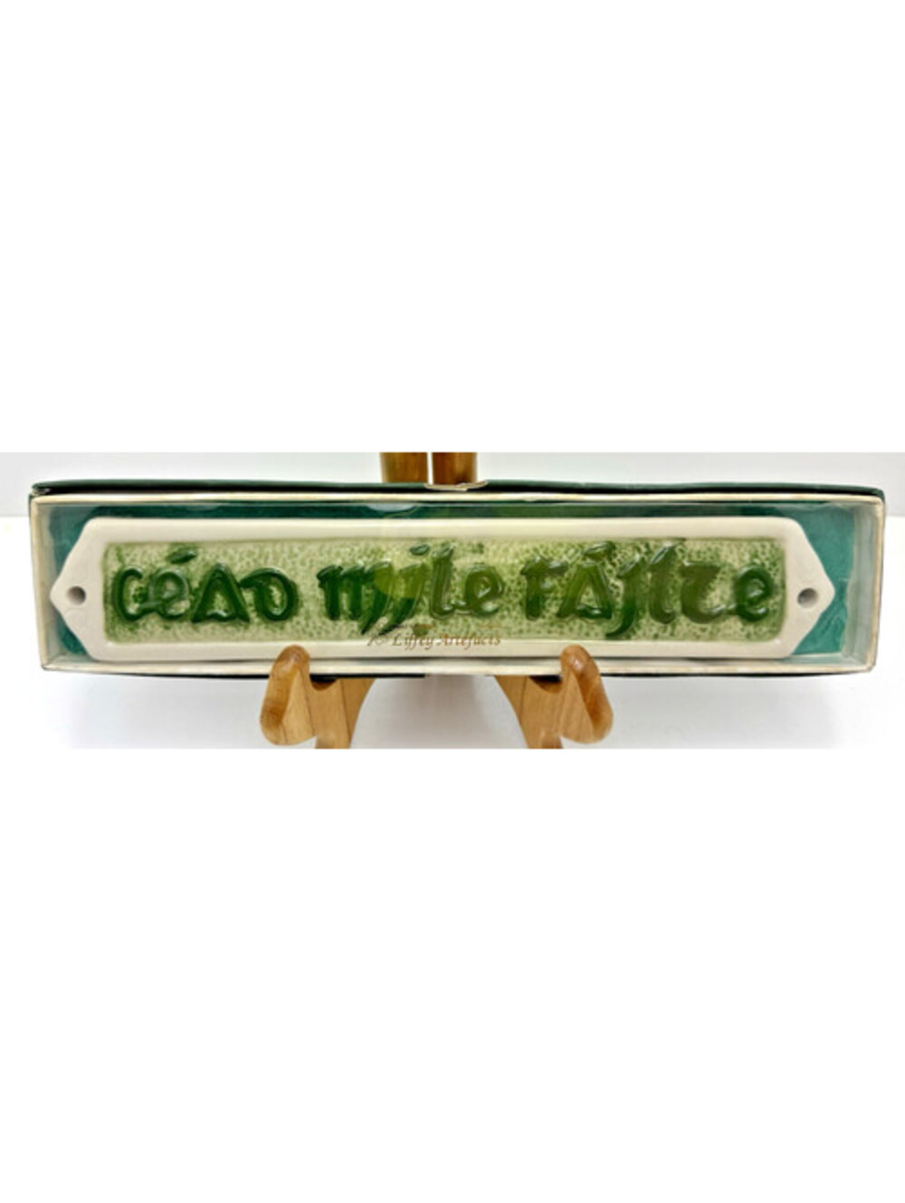 Irish Ceramic Wall Sign Quote Ireland Souvenir Liffey Artefacts Green Glazed